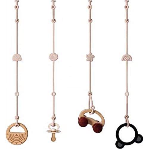 Toy Straps for Baby Toy Safety Straps Silicone High Chair Toys Straps Toddler Bottle Straps for Strollers, High Chair, Cribs, Car Seat, Stroller Accessories, Baby Pacifier Clip-Shifting sand