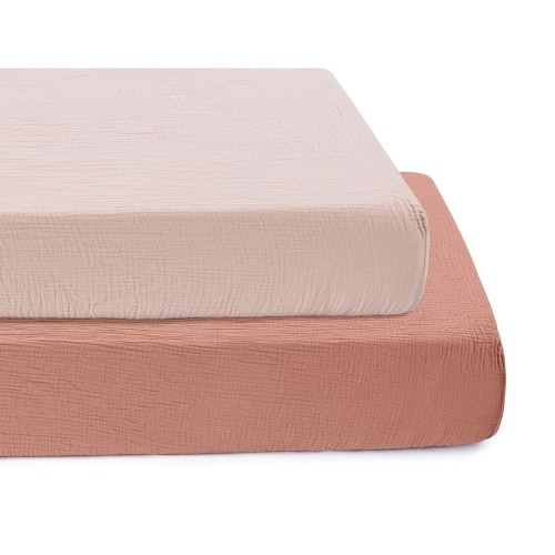 Muslin Cotton Crib Sheets,2 Pack,Standard Crib Sheet Girls,Boys,Soft,Cotton Crib Sheets for Standard Cribs and Toddler Bed Fitted Sheet,52x28 Crib Mattress Sheets |Rose