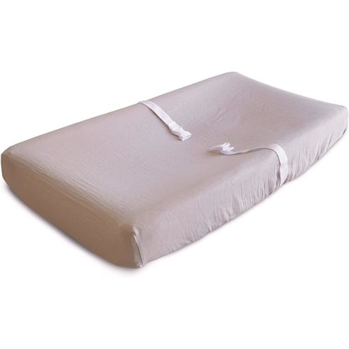 mushie Extra Soft Muslin Fitted Changing Pad Cover (Blush)