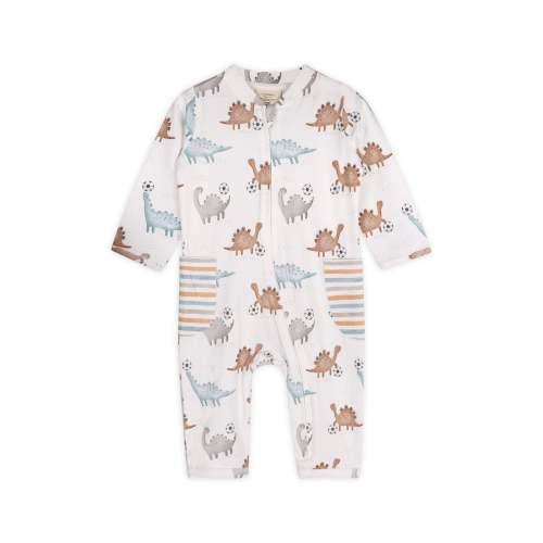 Soccer Dino Organic Baby Zippered Coverall Jumpsuit by Viverano - 0-3M