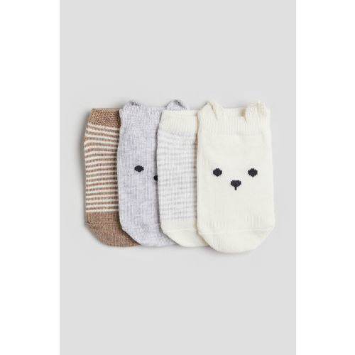 4-pack Ankle Socks, Beige/striped
