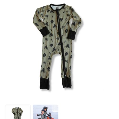 Green Moto Zipper Bamboo Jammies