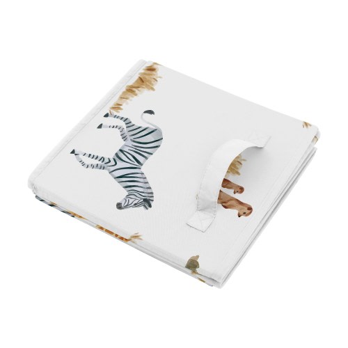 Jungle Animals Kids Fabric Toy Bin Storage Hunter Green Grey Black and White Safari Elephant Giraffe Lion Monkey Leopard Cheetah