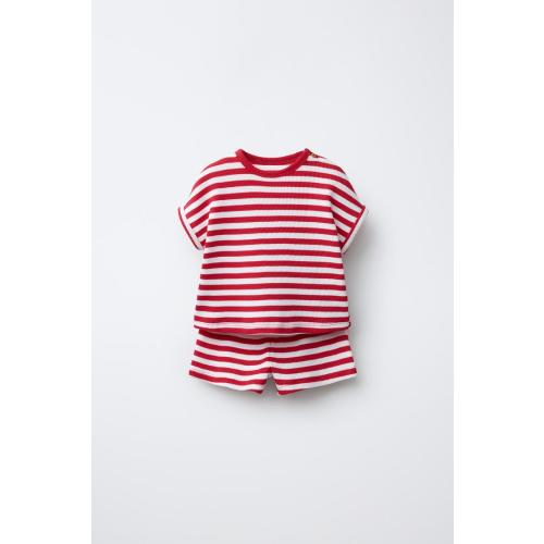 WAYAS WAFFLE SHIRT AND BERMUDA SET - Red (3-6M)