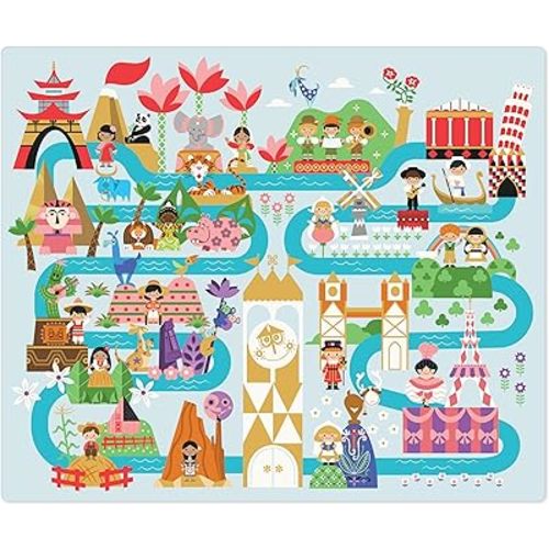 Hallmark Disney Throw Blanket, 60" x 50" (It's a Small World Map) Gift for Birthday, Christmas, Kids