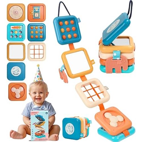 Busy Board for 1 Year Old, Montessori Toys for 1 2 Year Old Boy Girl Birthday Gifts, 8 in 1 Travel Sensory Toys for Toddlers 1-3, Fine Motor Skills Learning Baby Toy 12 18 Months 1st Birthday Gifts