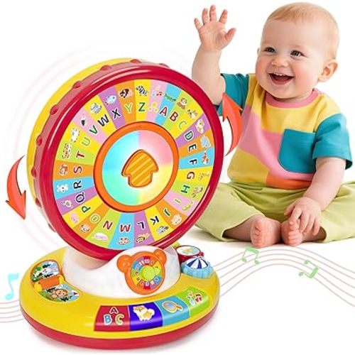 Learning Musical Toys for 1 2 3 Year Old Boys Girls, Spin and Sing Alphabet Zoo with Light & Sounds for Toddler 1-3, Educational Development Toy for Kid, Christmas Birthday Gifts for Baby 12-18 Months