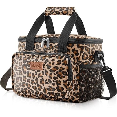 Lifewit Large Lunch Bag Insulated Lunch Box Soft Cooler Cooling Tote for Adult Men Women, Leopard 12-Can (9L)