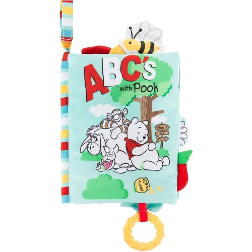 KIDS PREFERRED Disney Baby Winnie The Pooh Deluxe Soft Book Abc's with Pooh On-The-Go Sensory Books for Babies with Crinkle Pages and BPA Free Teether