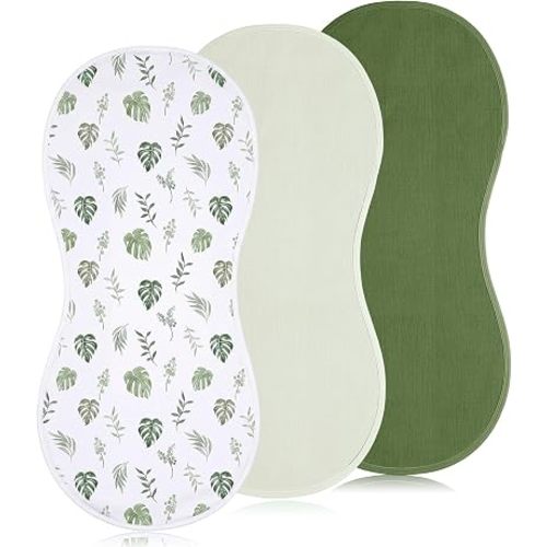 Hahafelt 3 Pcs Changing Pad Liners Compatible with Peanut Changer Waterproof Diaper Mats Organic Cotton Mats are Warm on Baby's Back, Washable Reusable(Natural Style,Green)