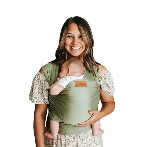 Tuck and Bundle Ezra Baby Wrap - Lightweight Baby Carrier - Olive Green - Best Baby Wrap for Newborns 0-18 Months - 100% Tencel Modal, Comfortable, Simple, and Hands-Free Babywearing Wraps