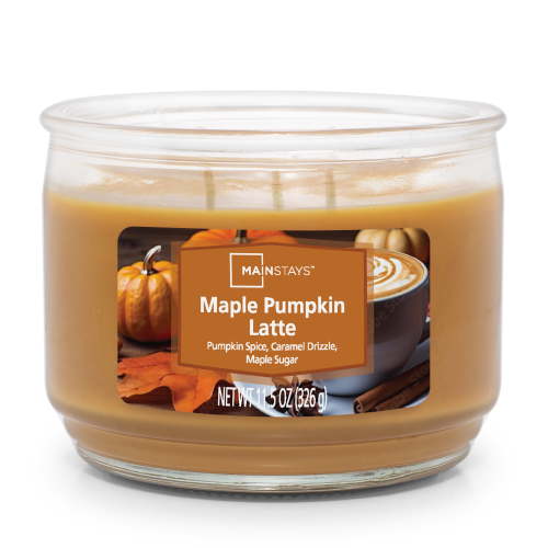 Mainstays Maple Pumpkin Latte Scented 3-Wick Candle, 11.5 oz, Warm Fall Spice