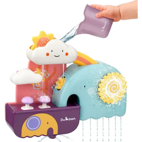 Baby Bath Toys, Fun Simple Physics Educational Bathtub Water Toy, Bath Time Fun Splash Toys for 1, 2, 3+ Year Old Boys Girls Toddlers, Safe Colorful Skin Friendly Waterwheel Bathing Toy
