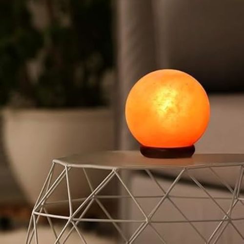 Himalayan Pink Salt Globe Shape Lamp with dimmer Switch and a Pair of Bulbs (HL-Globe)