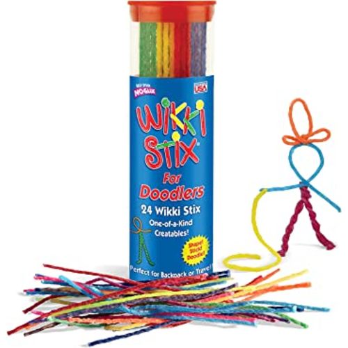 Wikki Stix for Doodlers - Kid's Travel Essential: Portable Creativity On-The-Go! Pack of 24 Wikki Stix in Neon and Primary Colors. Made in USA ! 3 & Up.