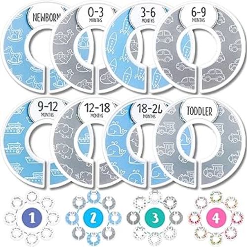 Baby Closet Dividers (Baby Blue) by Eli with Love – Set of 8 Baby Closet Size Dividers for Boys – Ideal Baby Clothes Dividers for Closet – Helps Organize Nursery Closet Hangers by Size/Age