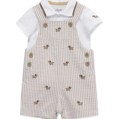 Puppies Woven Shortall Set (3M-12M)
