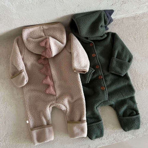 Baby Fleece Dinosaur Hooded Jumpsuit (6-24m) - 2 Colors | AT NOON STORE