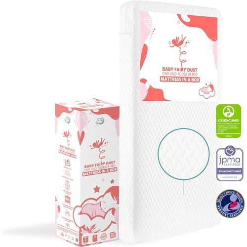 Baby Fairy 5” Foam Crib & Toddler Bed Mattress in a Box, White I Greenguard Gold Certified I JPMA Certified - Baby Fairy Dust