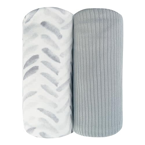 lasoftan Jersey Swaddle Blanket, Ultra Soft Stretchy Receiving Blanket, Newborn Swaddle Wrap for Boys & Girls, 40 x 30 inches, 2 Pcs