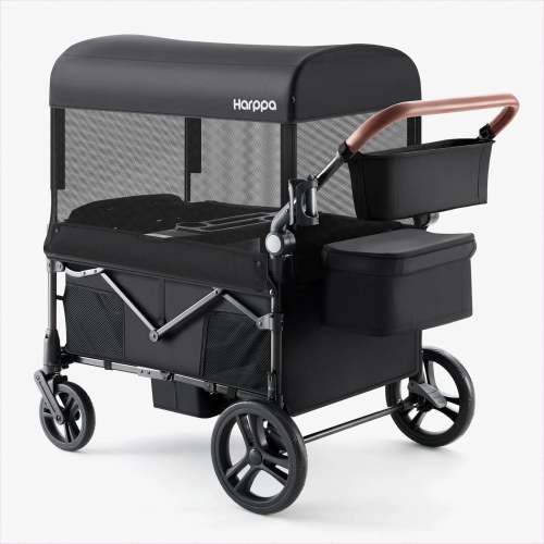 Harppa Remy Plus 4-Seat All-Terrain Wagon Stroller with Canopy for 4 Kids, Large Family Stroller Wagon