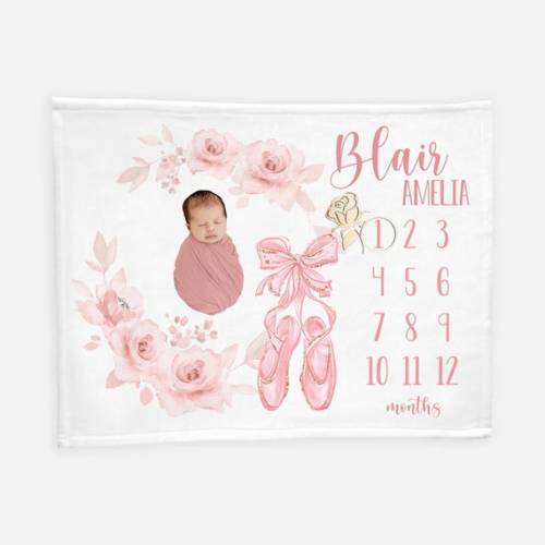 Ballet Baby Milestone Blanket, Ballerina Baby Milestone Blanket, Dancer Monthly Baby Blanket, Roses Baby Girl Blanket G28 - Etsy