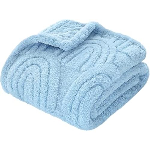 HOMRITAR 3D Rainbow Blanket for Baby, Super Soft Cozy Fluffy Fleece Blankets for Boys Girls, Room Decor Birthday Gifts Baby Bedding for Toddle Newborn, Blue, 30 x 40 Inches