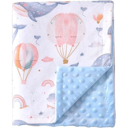 iEvolve Baby Nursery Bed Blankets Ultra Soft Double Layer Mini Blanket Minky Blanket Receiving Blankets Shower Gifts(Whale,30 * 47in)