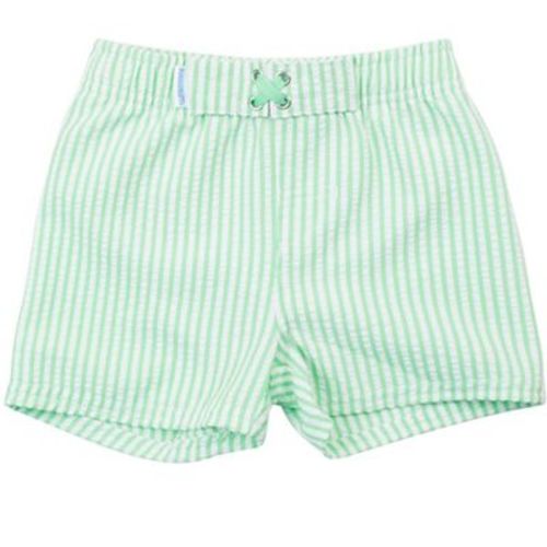 Ruggedbutts Baby Boys Upf50+ Swim Trunks - Spring Green Seersucker, 12-18m