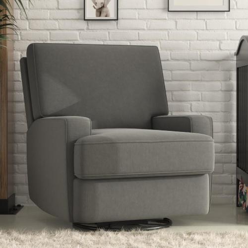 Baby Relax Rylan 4-in-1 Swivel Glider Rocker Recliner Chair, Dark Gray Velvet