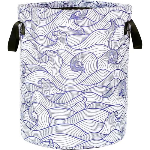 Ocean Wave Laundry Basket Beach Sea Foldable Waterproof Oxford Cloth Funny Tote Bag Laundry Hamper Clothes Storage Bucket Toy Organizer For Bathroom/Laundry Storage/Bedroom Storage Basket 17.7x13.7