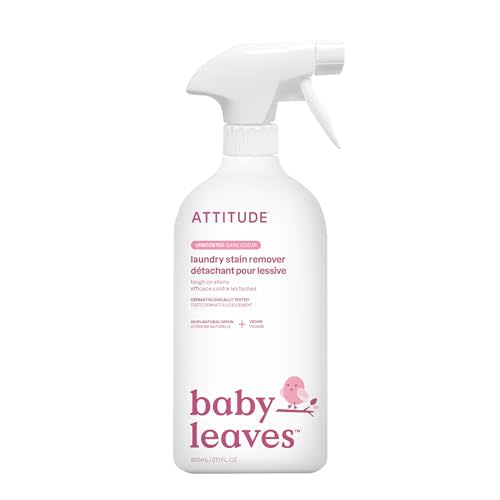 ATTITUDE Baby Laundry Stain Remover, Plant and Mineral-Based Ingredients, Vegan and Cruelty-free Household Products, Unscented, 27.1 Fl Oz