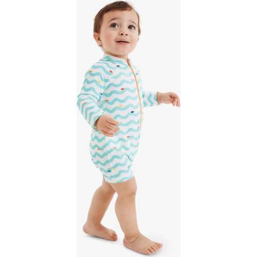 Baby One-Piece Rash Guard In Rainbow Fish, Mist Rainbow Swimming Fish - Primary | Maisonette