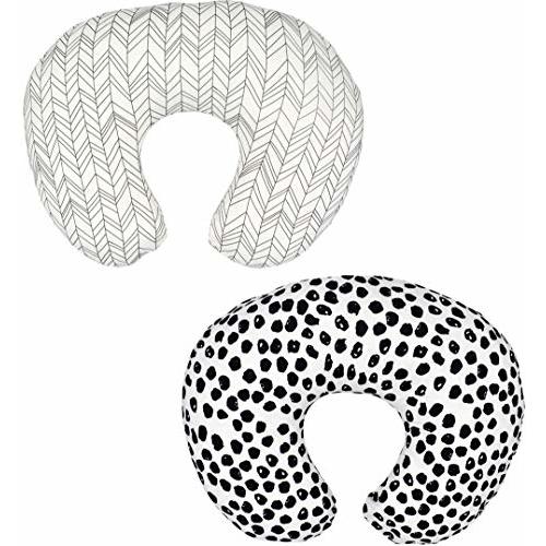 Little Jump 2 Pack Nursing Pillow Cover Slipcover for Breastfeeding Pillows, Soft and Comfortable Safely Fits On Standard Infant Nursing Pillows (Geometric & Speckles)