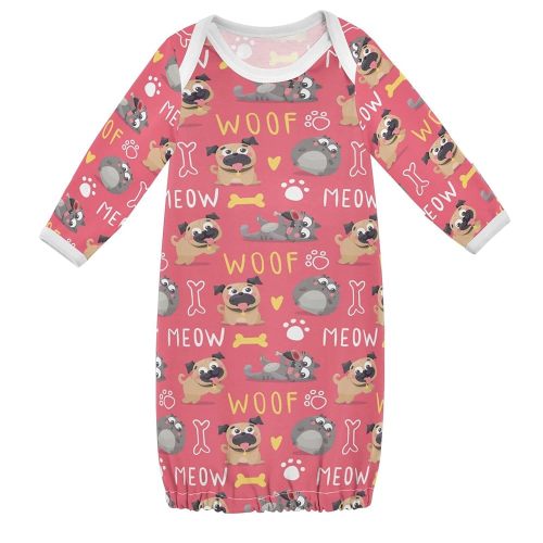 Baby Gowns Sleeper Gown Cotton Nightgown Coming Home Outfits Soft Long Sleeve Cute Dog Cat