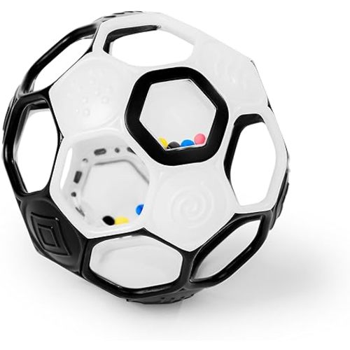 Bright Starts Oball Grippin' Goals Rattle Soccer Ball - Black & White, Easy-Grasp Toy for Newborn and Up