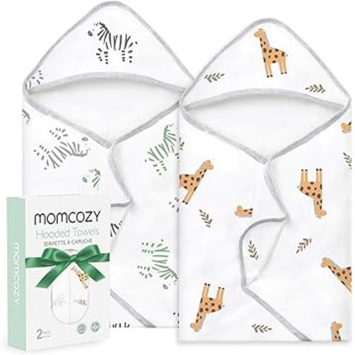 Momcozy Best Wishes Baby Towel with Hooded-Original Design Baby Towel Set -Soft & Absorbent- Shower Gifts or Bath Essential for Infant, Newborn, Toddler