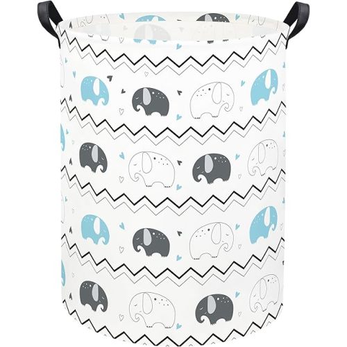 Elephant Baby Laundry Basket Baby Hamper Elephant Toy Storage Bin for Boys Room Decor Baby Nursery Hamper Gift Baskets for Bedroom Bathroom(Blue Elephant)