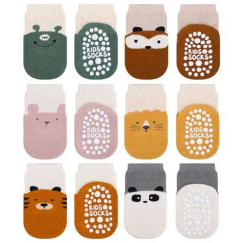 KABOER 6 Pairs Toddlers Non Slip Socks with Grippers, Kids Baby Ankle Socks , Non Slip Cotton Grip Socks for Newborn Boys Girls 0-12 Months