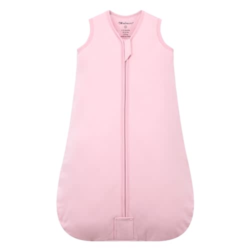 Mosebears Sleep Sack Baby Winter Wearable Blanket with 2-Way Zipper,2.5 TOG Cotton Sleep Sack Unisex (Blush, 6-12 Months)