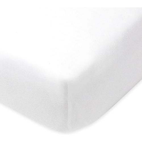 HonestBaby Fitted Crib Sheets Fits Standard Mattress Bassinet, Mini Prints 100% Organic Cotton Baby Boys, Girls, Unisex, Bright White Fitted Crib Sheet, One Size