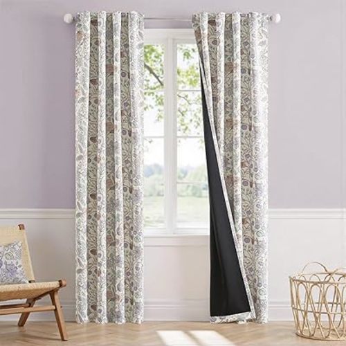 Vangao Purple Nursery Curtains for Girls Room Floral Blackout Curtains 84 Inch Length Farmhouse Drapes for Bedroom Room Darkening Flower Patterned Window Treatment for Kids Set of 2