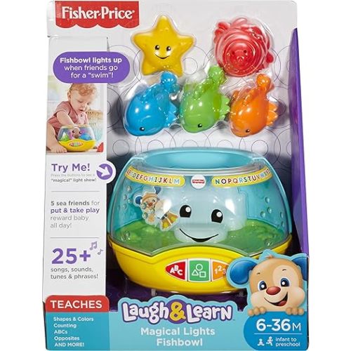 Fisher-Price Baby & Toddler Toy Laugh & Learn Magical Lights Fishbowl with Smart Stages Learning Content for Infants Ages 6+ Months