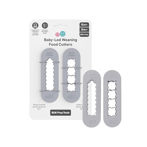 ezpz Baby Led Weaning Food Cutters | 2 Pack | For Ages 6 Months to 9 Months + (Pewter)