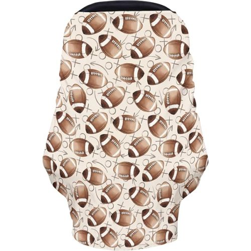 Football Game Day Baby Car Seats Covers American Football Sports Multi-Use Breathable Nursing Cover Infant Carseats Canopy Stroller for Babies Boys Girls Shower Gifts