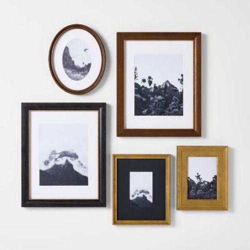 Set Of 5 Real Wood Gallery Frames - Threshold™ Designed With Studio Mcgee: Modern Wall Decor, Pine Material, Multisize