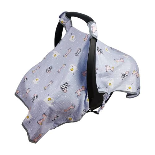 ICOPUCA Car seat Covers for Babies, Kick-Proof carseat Cover Girls/boy, carseat Canopy of Light Weight Muslin, Breathable, fit Summer/Autumn/Spring, Animal Giraffe/Zebra/Elephant;