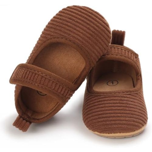 INMINPIN Baby Girls Shoes Corduroy Princess Dress Mary Jane Flats Newborn Infant First Walking Shoes Soft Rubber Sole House Indoor Slippers