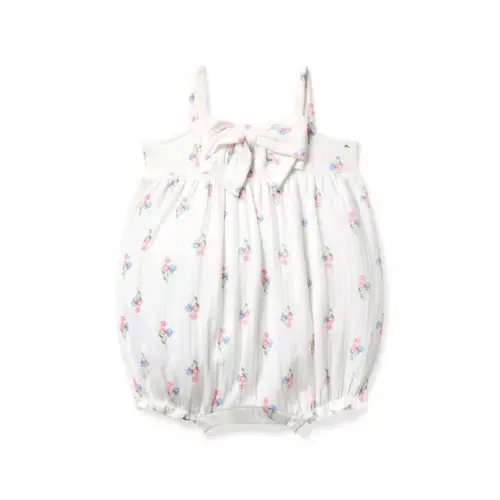 [6-12MONTHS] Baby White Floral Baby Floral Pointelle Bow Romper by Janie and Jack