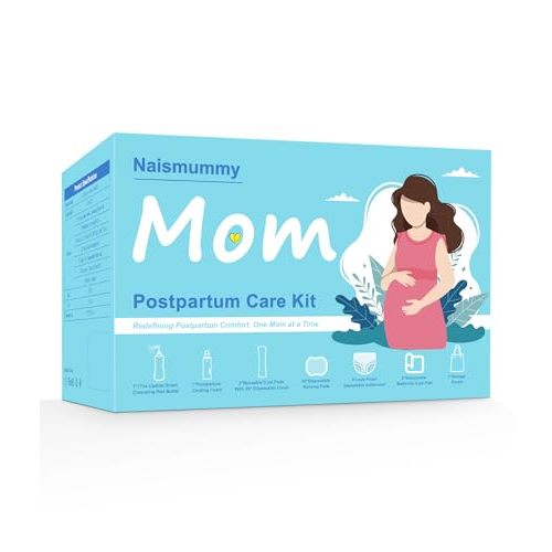 Postpartum Essentials Recovery Kit for Labor & Delivery – Nursing Pads, Peri Bottle, Ice Pack Pad, Postpartum Underwear, Disposable Bed Pads, Perineal Foam, 55 Piece Gift Set